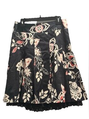 LOFT 100% Cotton Navy Floral Botanical Print A-Line
Skirt Lace Hem Size 8